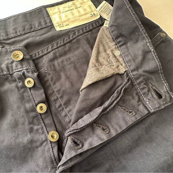 Rag & Bone standard issue fit 2 distressed Navy men’s button fly pants size 34 - Picture 10 of 11